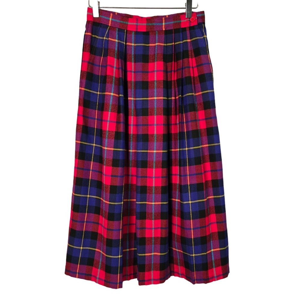 Vintage Women's 4 6 JCPenney Plaid Flannel 80's A-Line Pleated Midi Skirt‎